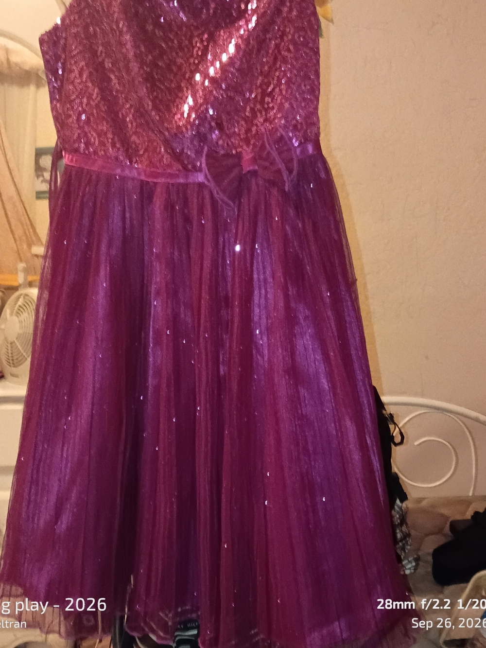 Jona Michelle Girls Purple Sequin Tulle Dress Size 12 Never Worn